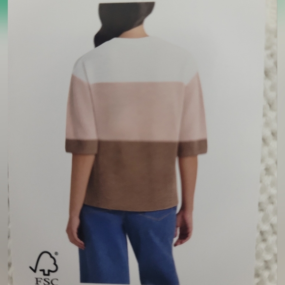 Matty M Women's Color Block Sweater - Cream, Taupe, and Brown - Picture 10 of 10